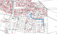 Fragment planu ulic z zaznaczonym miejscem inwestycji